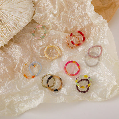 Women's Resin Leopard Print Fashionable Crystal String Rings