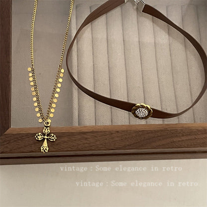 Leather Retro Textured Collar Stacked Gu Necklaces