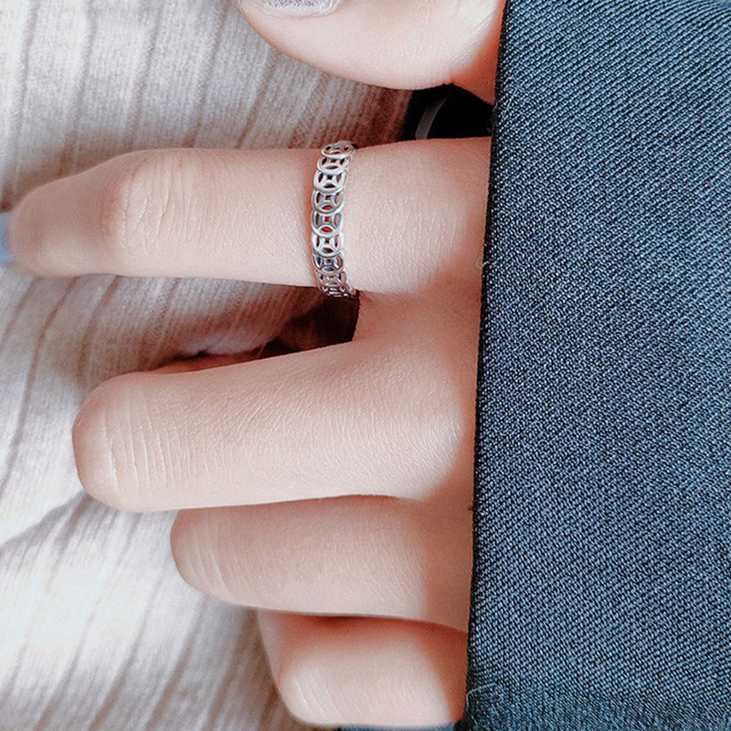 Female Money Drawing Coin Personalized Design Simple Niche Rings