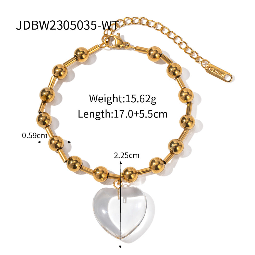 Transparent Glass Crystal Gold Heart Round Necklaces