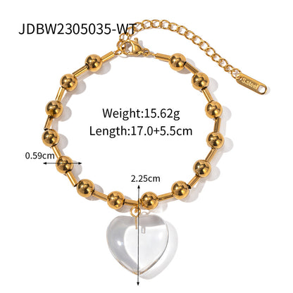 Transparent Glass Crystal Gold Heart Round Necklaces