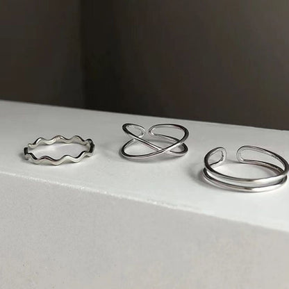 Korean Style Simple Niche Bag Parallel Wave Rings
