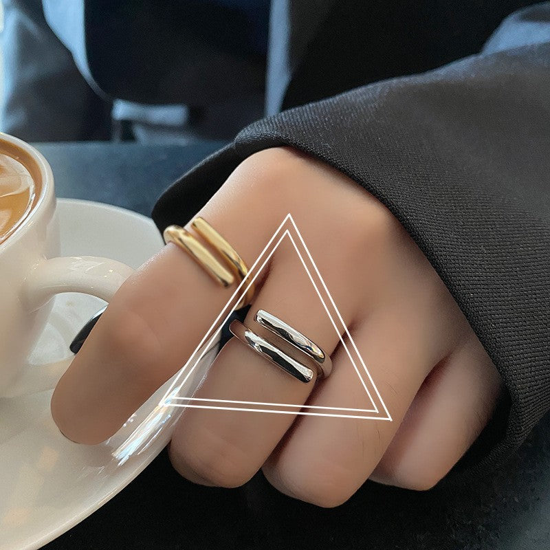 Women's French Style High-grade Metal Texture Cold Rings