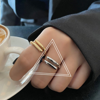 Women's French Style High-grade Metal Texture Cold Rings