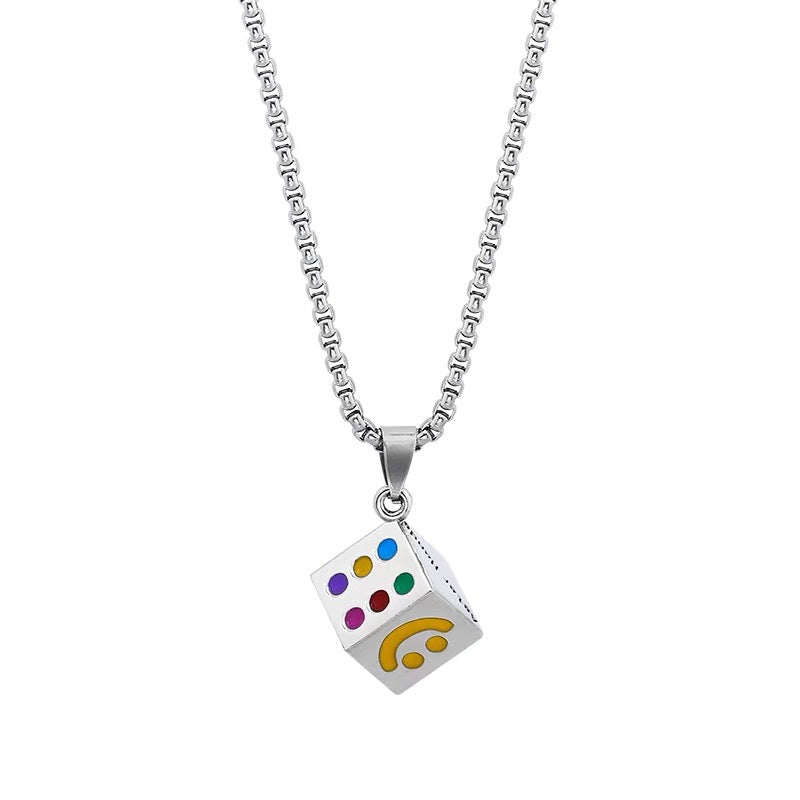 Women's & Men's & Lucky Smiley Face Dice Pendant Necklaces