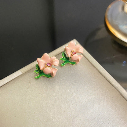 Women's Needle Fashion Small Fresh Diamond Glaze Earrings