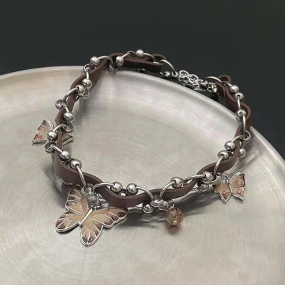 Pendant Niche Leather Interspersed Design Sense Personalized Necklaces