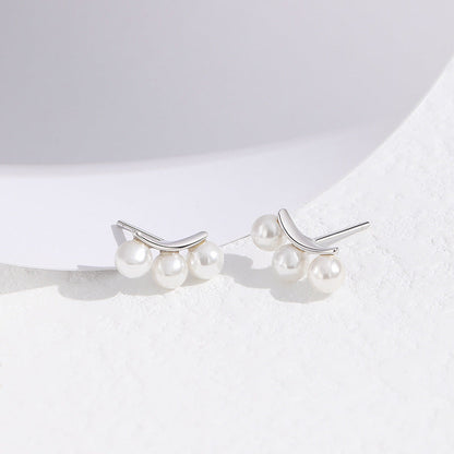 Women's Sterling Sier Korean Simple Three-row Shell Earrings