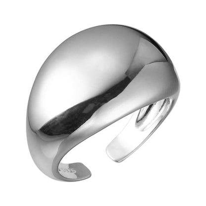 Women's Large Glossy Sterling Sier Bright Oval Rings