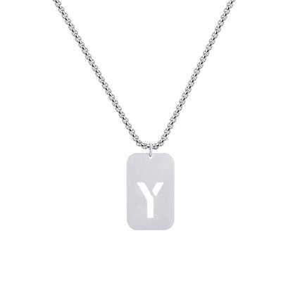 Men's Titanium Steel Female Letter Nameplate Pendant Necklaces