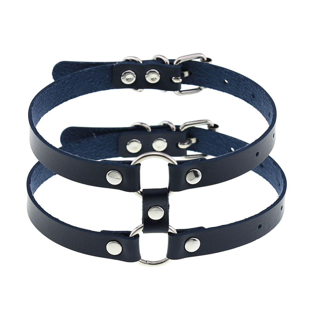 Gothic Style Leather Double Row Circle Simple Personality Necklaces