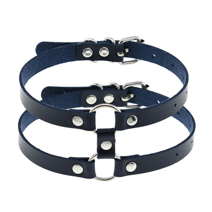 Gothic Style Leather Double Row Circle Simple Personality Necklaces