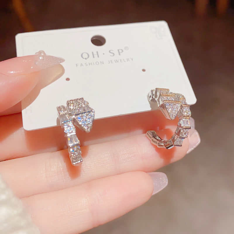 Women's Zircon Snake-shaped Small Ear Personalized Niche Design Earrings