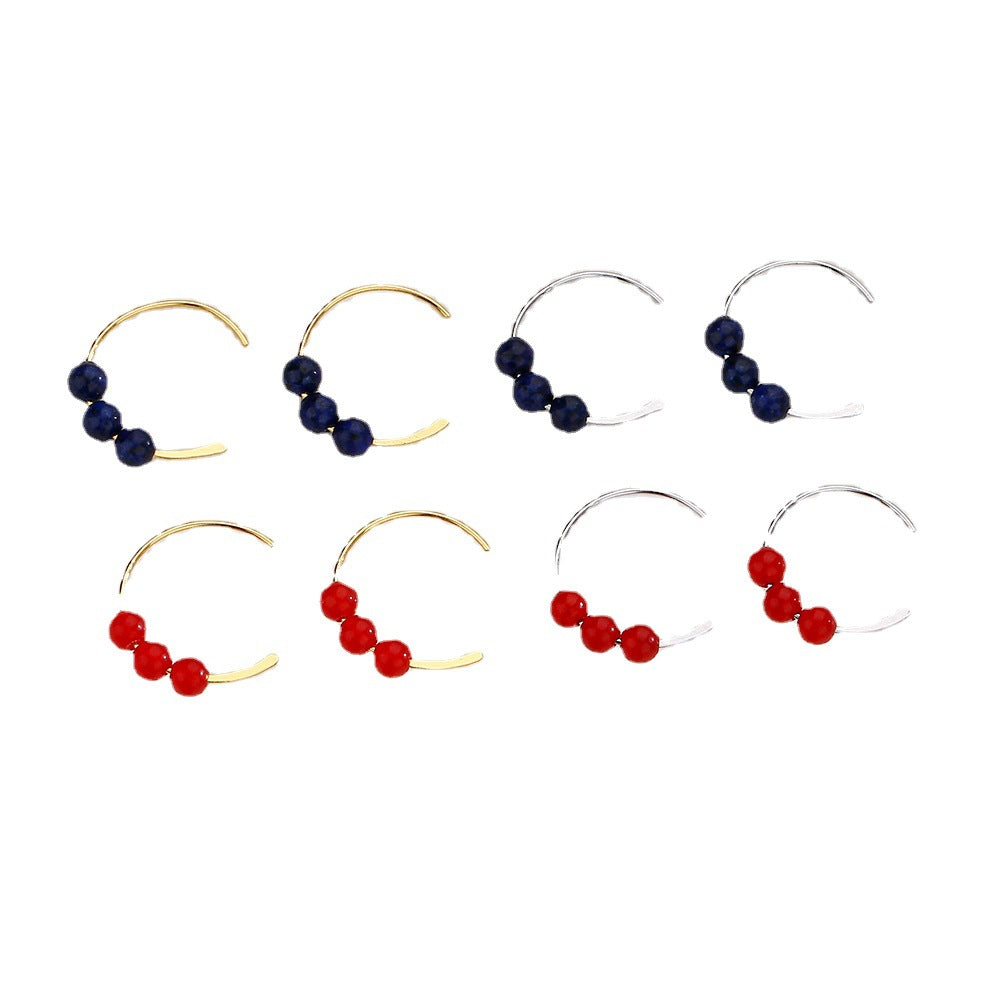 National Style Simple Bean Lucky Beads Ear Small Retro Earrings