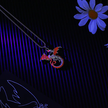 Men's Luminous Flame Dragon Pendant Trendy Fashionable Man Couple Necklaces