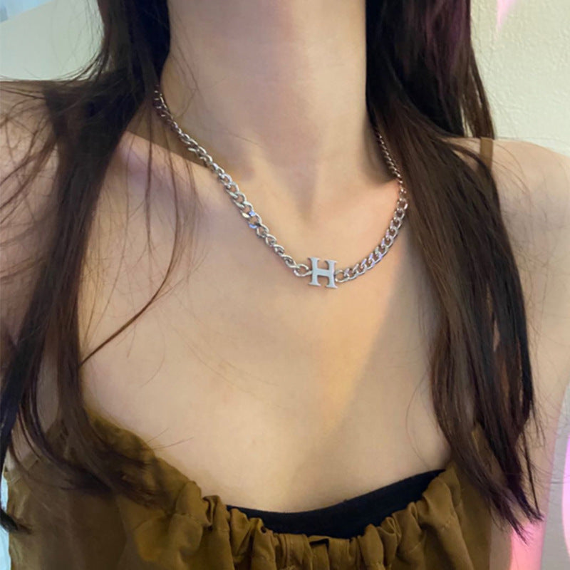 Letter Cuban Thick Chain Female Hip Hop Street Style Necklaces