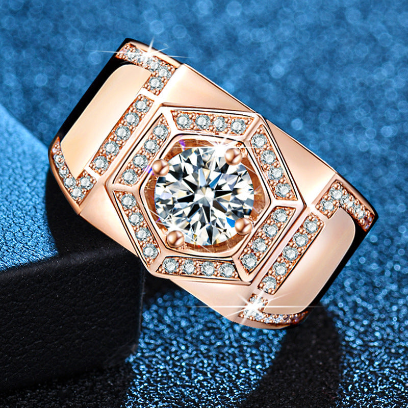 Men's Imitation Moissanite Carat Diamond Platinum Plated Rings