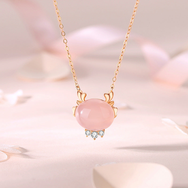 Heart Sterling Sier Peach Lucky Cute Dragon Life Necklaces