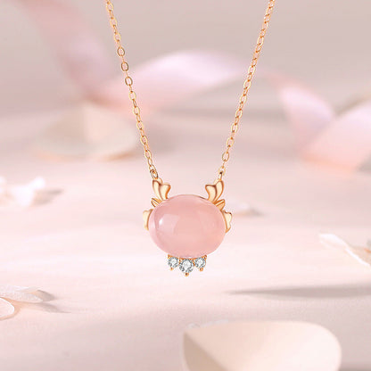 Heart Sterling Sier Peach Lucky Cute Dragon Life Necklaces