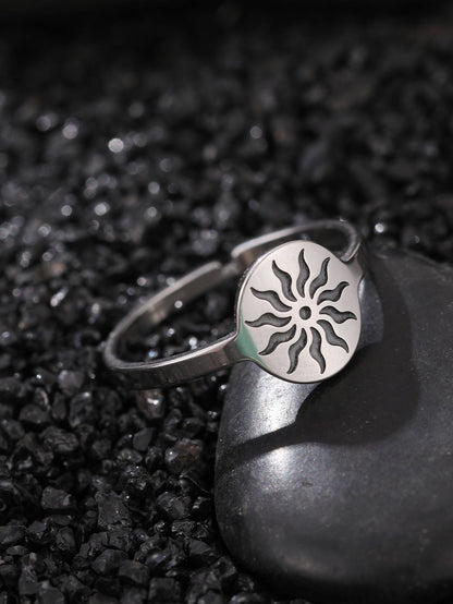 Cute Night Glow Ornament Fashion Geometric Stainless Steel Rings