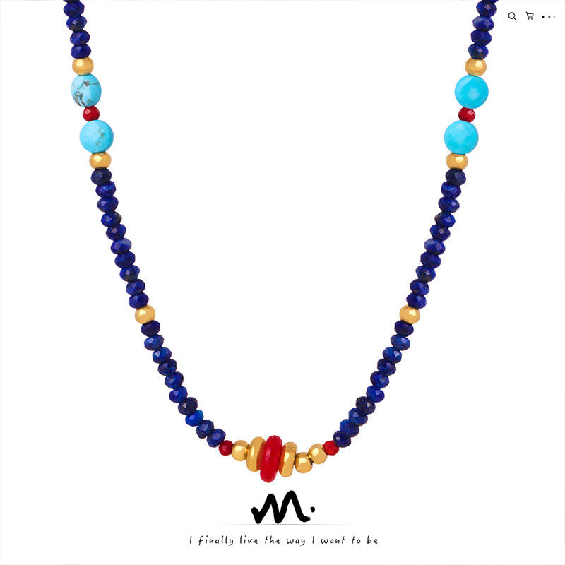 Women's Affordable Luxury Colored Natural Stone Handmade Necklaces
