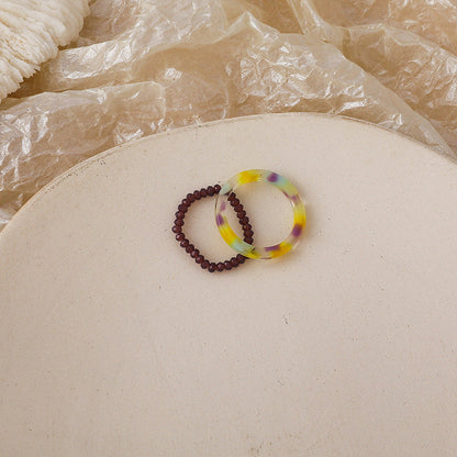 Women's Resin Leopard Print Fashionable Crystal String Rings