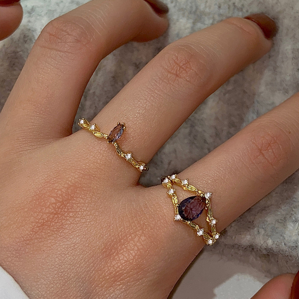 Flash French Style Exquisite Light Luxury Forefinger Rings