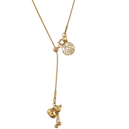 Women's Style Lucky Gourd Tassel Titanium Steel Light Luxury High-grade Necklaces