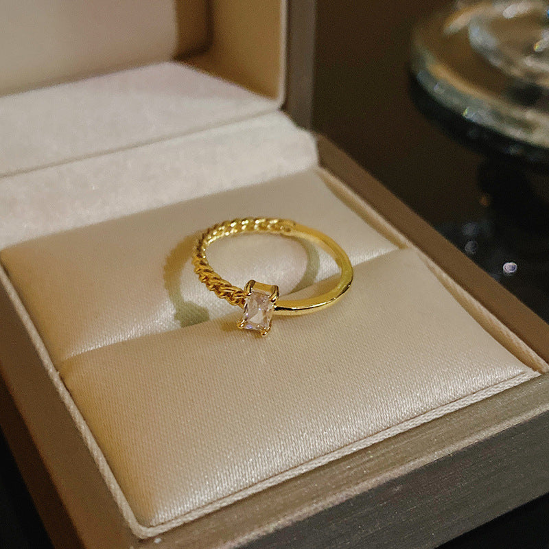 Pearl Zircon With Diamond Open Adjustable Rings