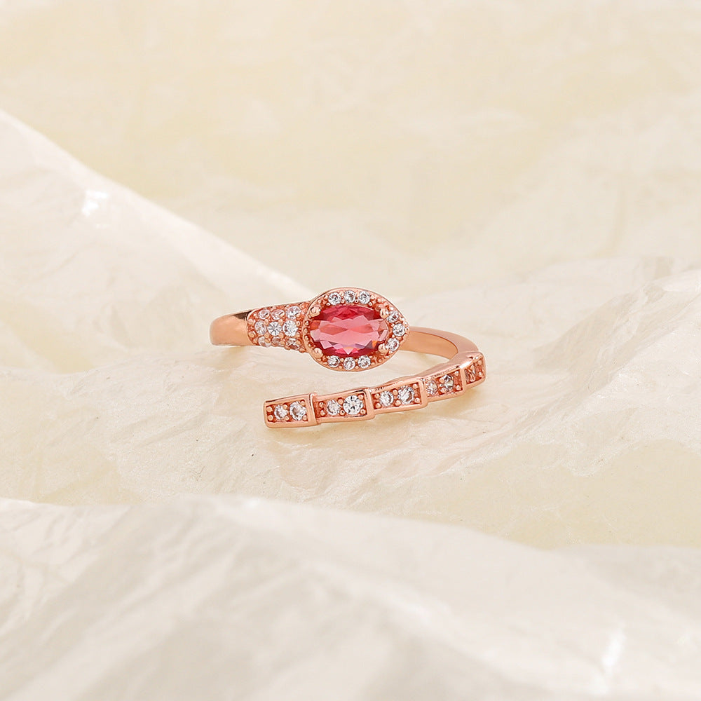 Affordable Luxury Style Red And Blue Diamond Simulated Snakes Rings