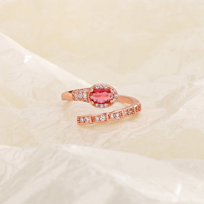 Affordable Luxury Style Red And Blue Diamond Simulated Snakes Rings