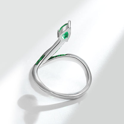 Snake Dark Style High Sense Open-end Zircon Female Personality Rings