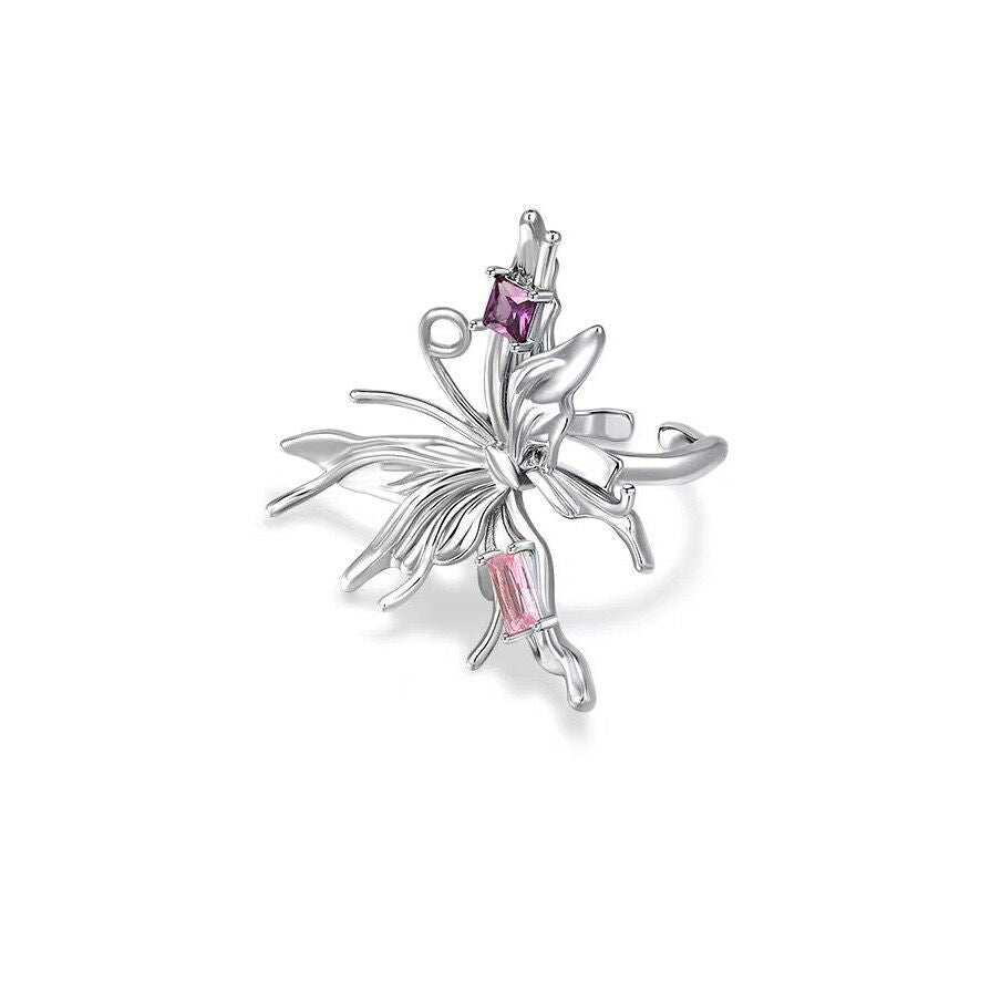 Pink Diamond Liquid Butterfly Female Hot Rings