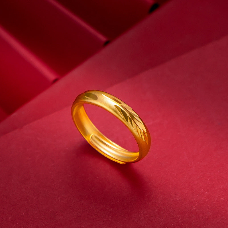 Women's & Men's & Feather Small Alluvial Gold Gold-plated Retro Rings