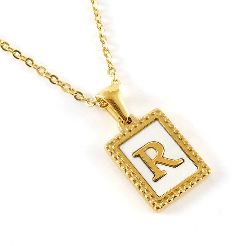 Gold Stainless Steel Shell Letter Female Titanium Pendant Necklaces
