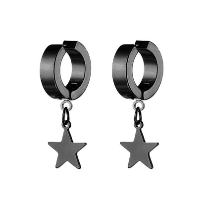 Women's & Men's & Titanium Steel Pentagram Star Pendant Earrings