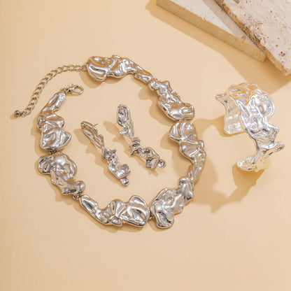 Pleated Liquid Sense Metallic Simple Lava Irregular Necklaces