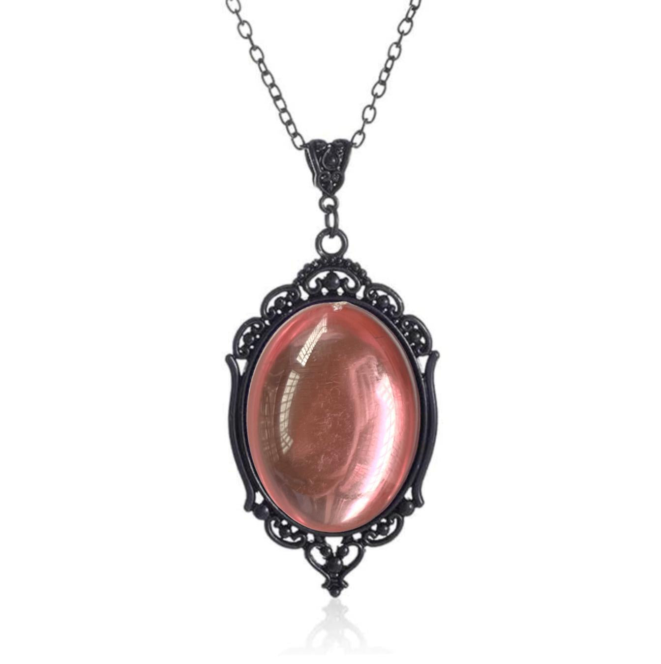 Quartz Crystal Embossed Pendant Satan Demon Necklaces