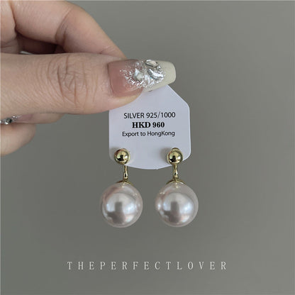 Women's Sier Pearl Korean Style Fashion Ear Earrings