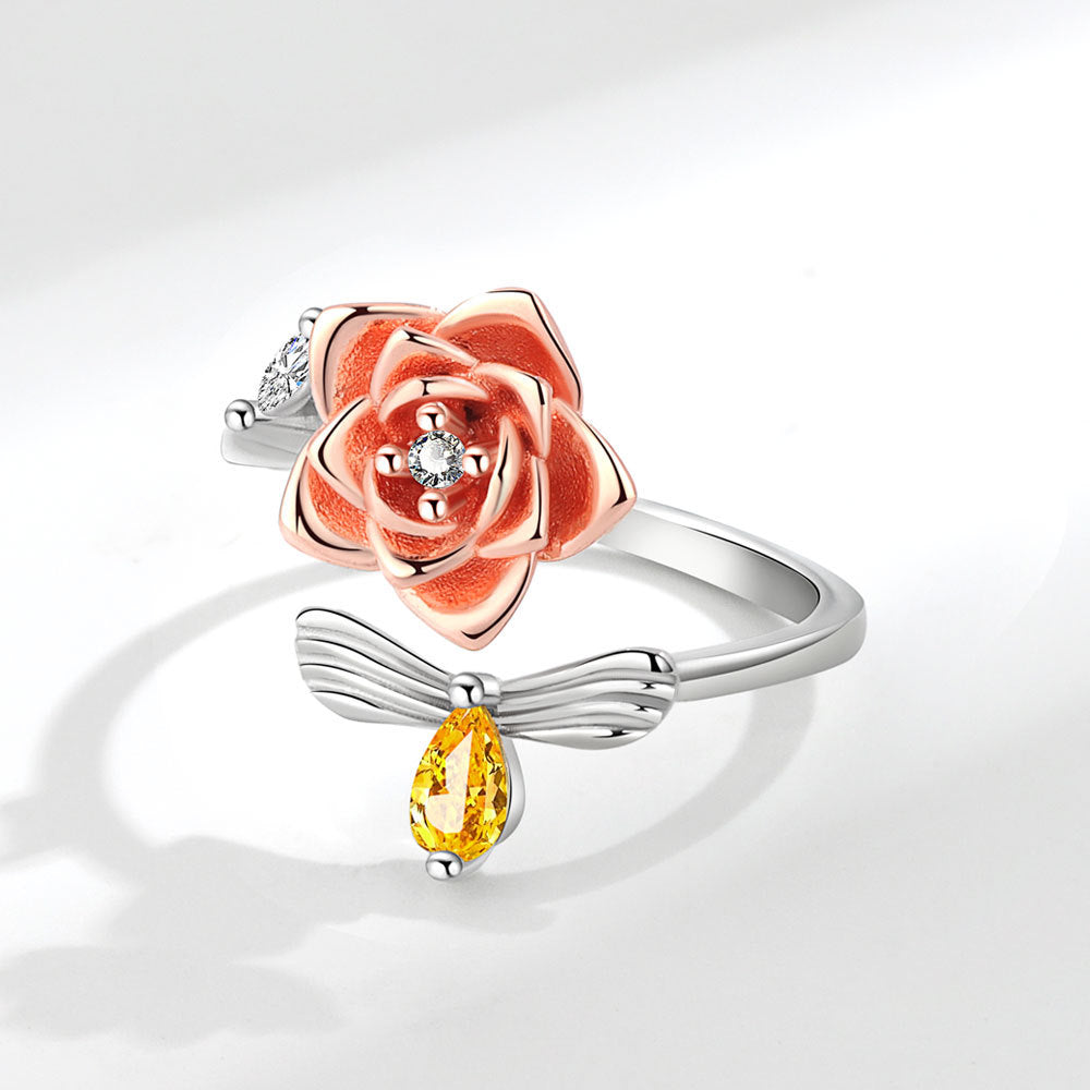 Rose Female Fashion Trendy Korean Flower Rings