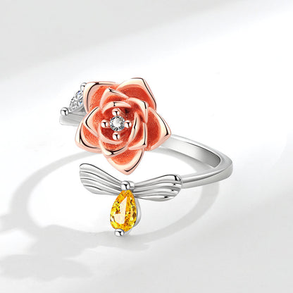 Rose Female Fashion Trendy Korean Flower Rings
