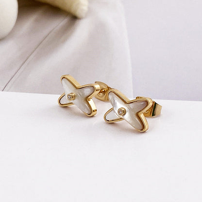 Women's Cross Shell Fritillary Light Luxury Temperament Earrings