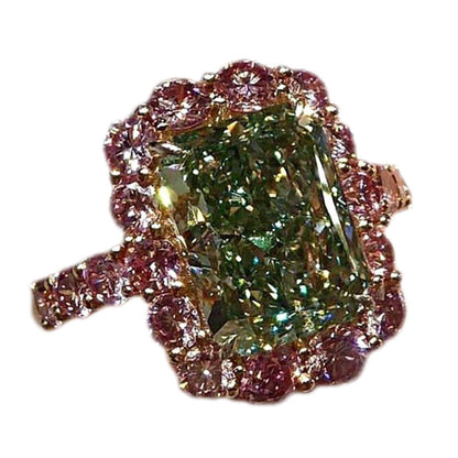 Diamond Green Zircon Popular Luxury Banquet Rings