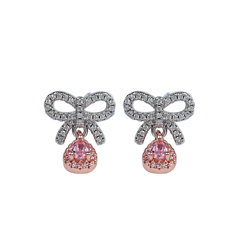 Women's Bowknot Diamond Ornament Light Luxury Cold Earrings