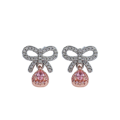 Women's Bowknot Diamond Ornament Light Luxury Cold Earrings