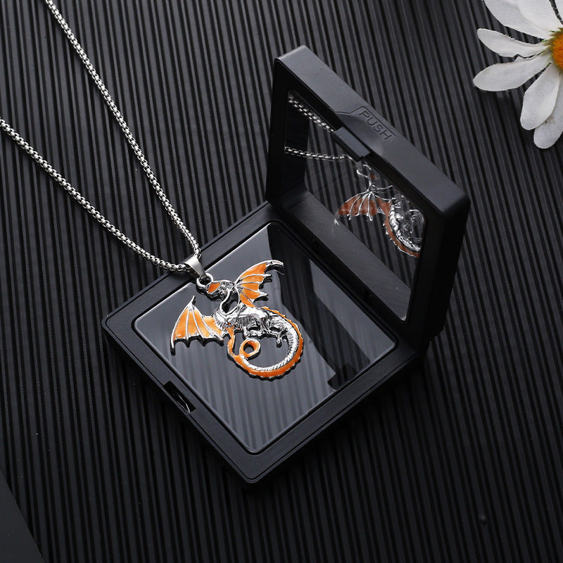 Men's Luminous Flame Dragon Pendant Trendy Fashionable Man Couple Necklaces