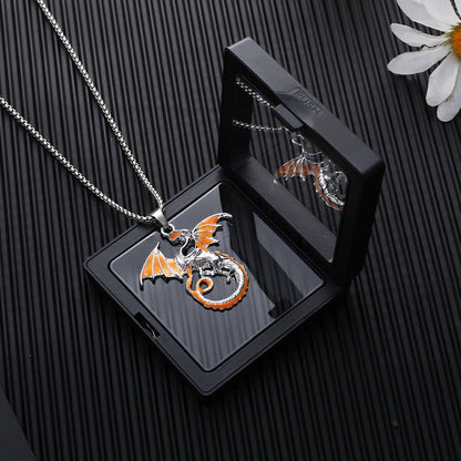 Men's Luminous Flame Dragon Pendant Trendy Fashionable Man Couple Necklaces