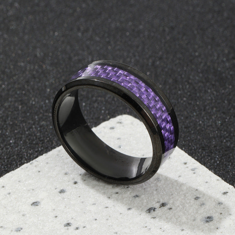 Men's Stainless Steel Ornament Simple Carbon Fiber Multicolor Rings