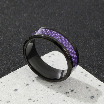 Men's Stainless Steel Ornament Simple Carbon Fiber Multicolor Rings