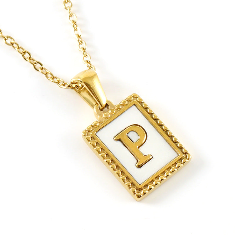 Gold Stainless Steel Shell Letter Female Titanium Pendant Necklaces